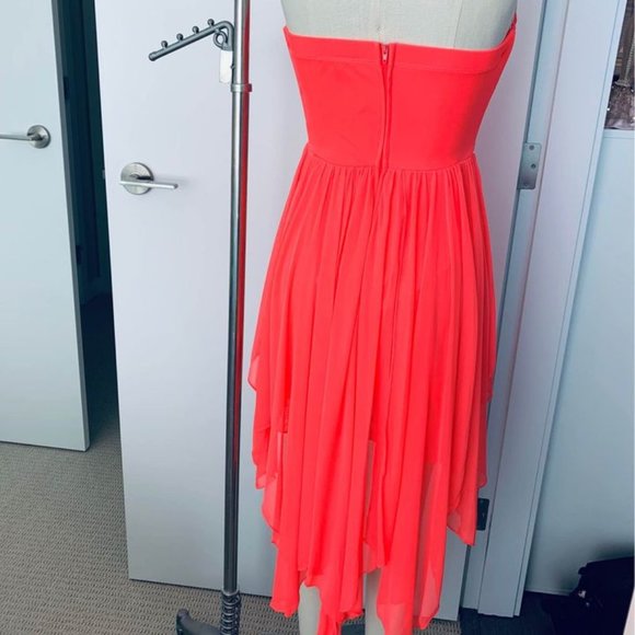 NEW Sequin Dress Coral Pink Fuchsia Flowy Schiffon/Prom/Wedding/Events/Small, XS - Picture 3 of 5